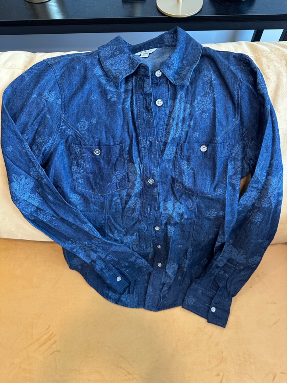 Guess Dark Blue Floral Button-Down Shirt